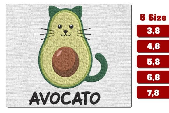 Avocato Pun Cute Avocado Cat Embroidery