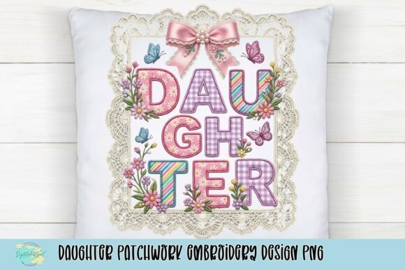 Daughter Patchwork Embroidery Design PNG
