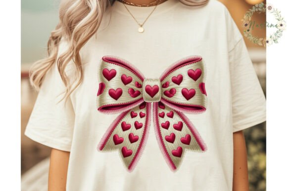 Faux Embroidery Heart Bow PNG Clipart Review
