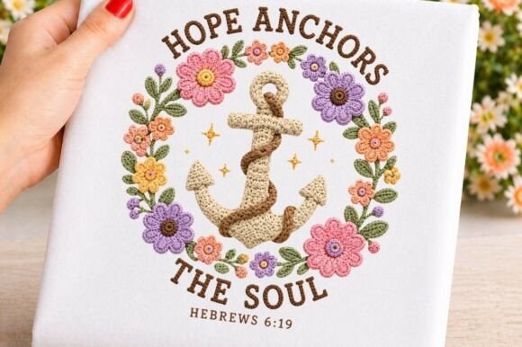 Hope Anchors Soul Floral Embroidery PNG Review
