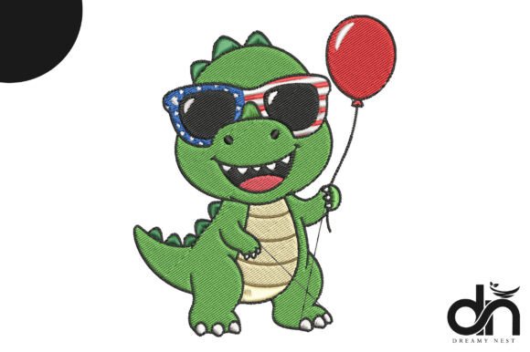 Patriotic Dino USA Sunglasses Embroidery