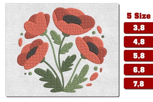 Red Poppy Bouquet Machine Embroidery Review