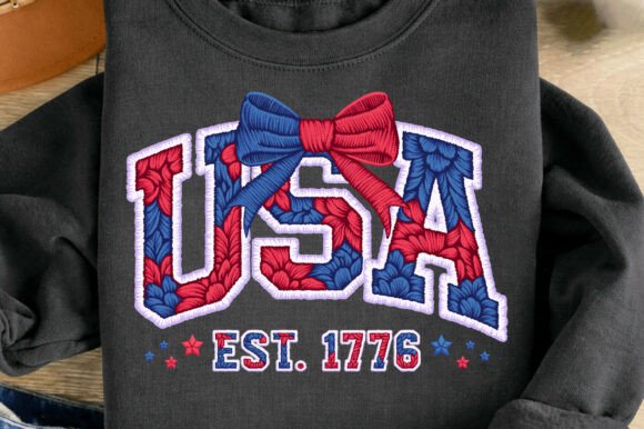 USA Est 1776 Embroidery Coquette Bow Png Review