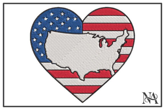 USA Flag Heart Map Embroidery Design Review